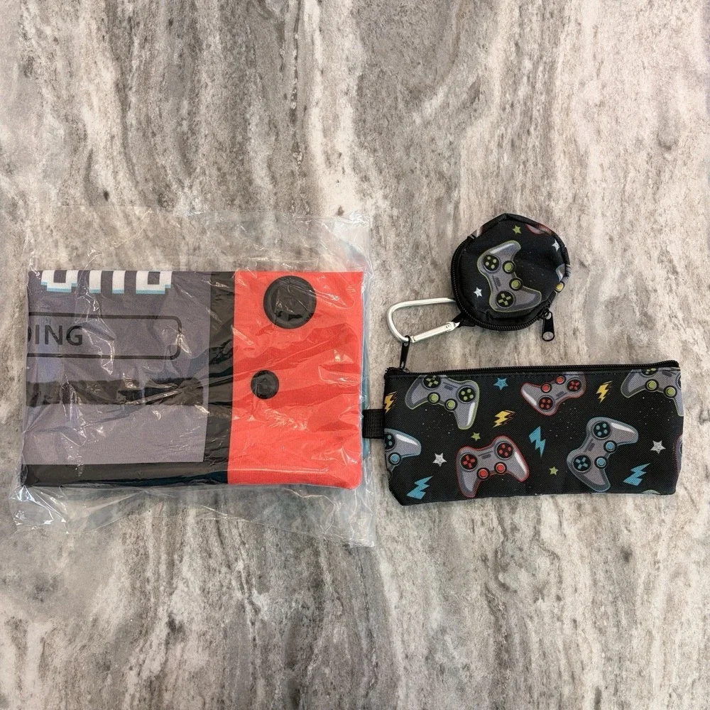 Gaming Pillow Case , Controller Coin Pouch & Pencil Case Bundle Gamer Gift Lot